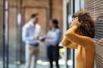 Stressed employee intern suffering from gender discrimination or unfair criticism. Workplace Discrimination Lawsuit Concept.